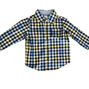 Carters Baby Button Down Blue and‎ Yellow Plaid shirt size 12m, NWT